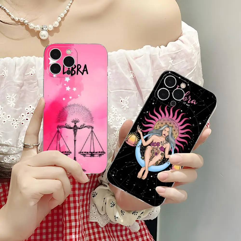 

Чехол для мобильного телефона Zodiac Sign Libra для iPhone 16, 15, 14, 13, 12, 11 X XR XS 8 6 Pro Max Plus, мини-прозрачный цветной чехол, красивый чехол