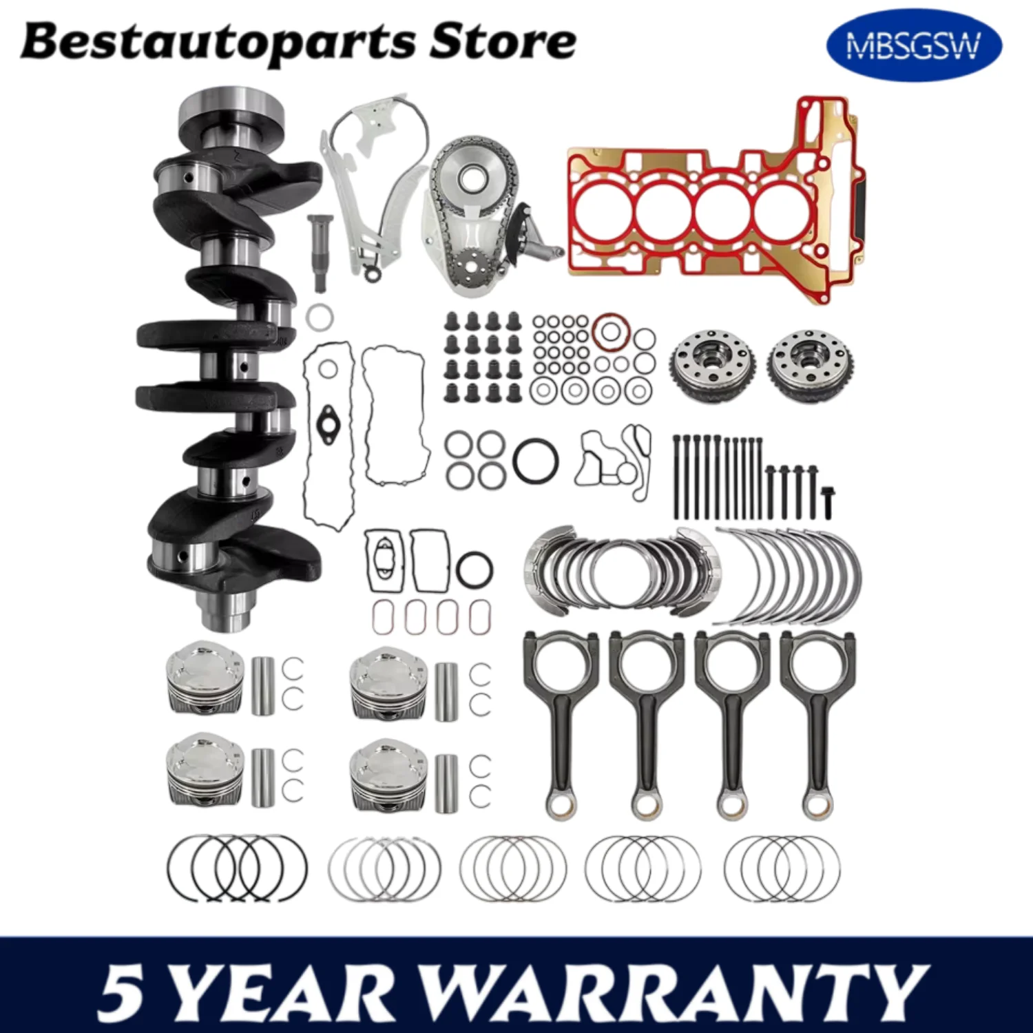 

Комплект цепи ГРМ для ремонта двигателя, прокладка головки коленчатого вала и комплект подшипников шатуна, подходит для 2,0 T L N20 для BMW 125i 320i 2,0T 2,0L
