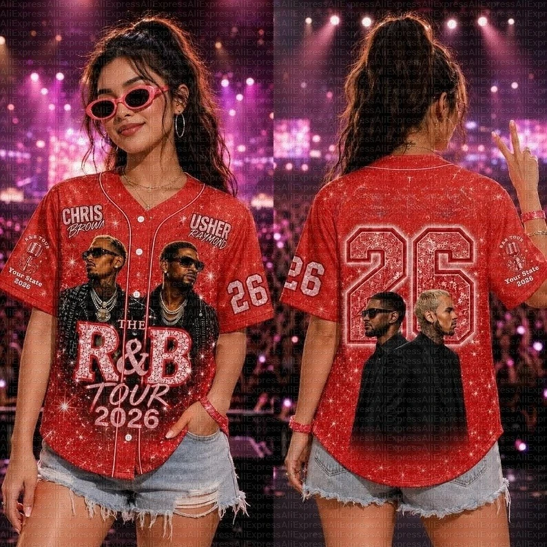 Usher_Chris_Brown_ Baseball Shirt, Customized R&B Concert T-shirt, Personalized Name_2026_ Tour Costumes, Fan Costumexs