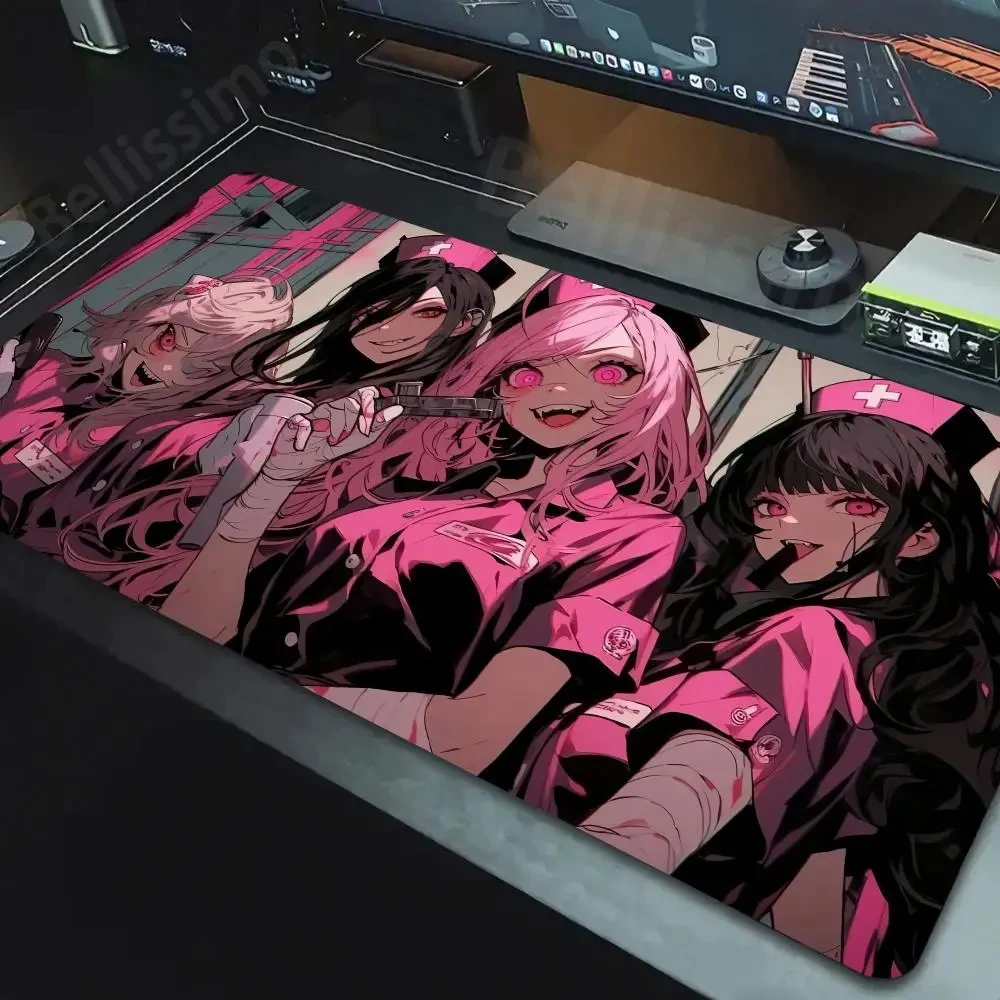 Cute large game mouse pad anime horror girl rubber mouse pad cute non-slip table mat gamer HD print chainsaw girl keyboard pad