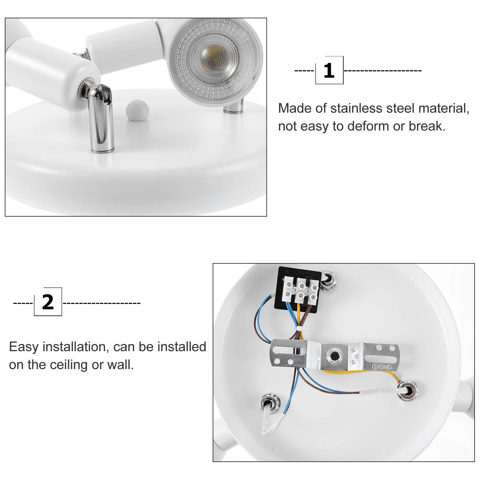 LED Spot Light for Living Room – Stainless Steel Ceiling Lamp, Wide Voltage, Easy Installation