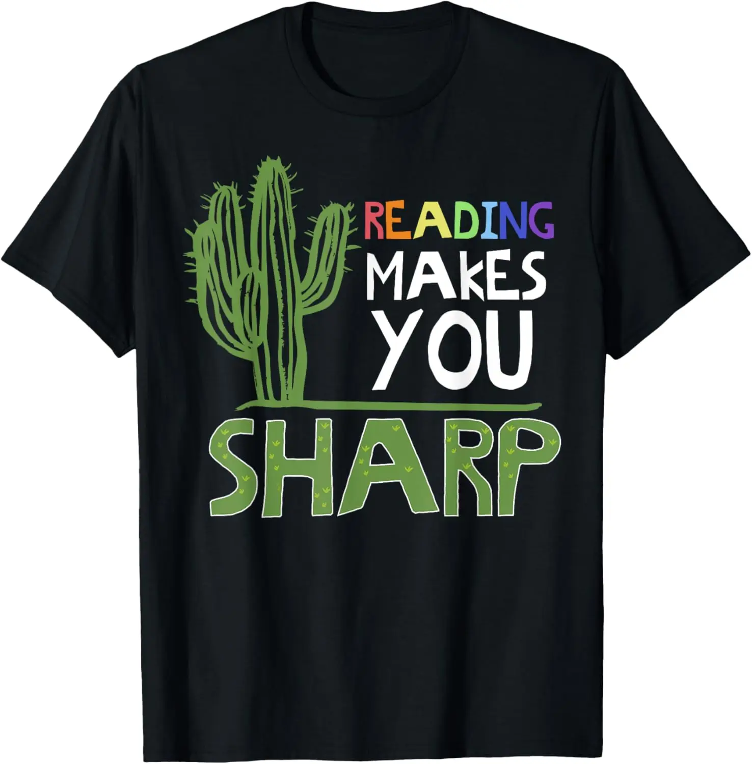 Cute Reading Design Sharp Cactus Teacher Gift Idea T-Shirt