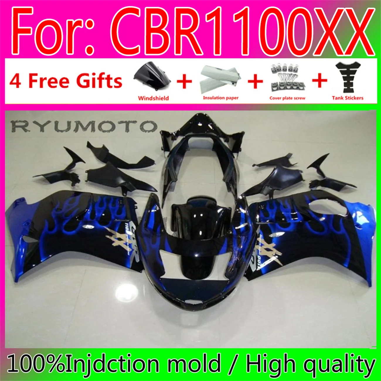 

NEW Motorcycle Fairings for Honda Cbr1100XX CBR 1100 XX 1998 CBR1100 Bodywork 1996 - 2005 BLACKBIRD 1998 full fairing