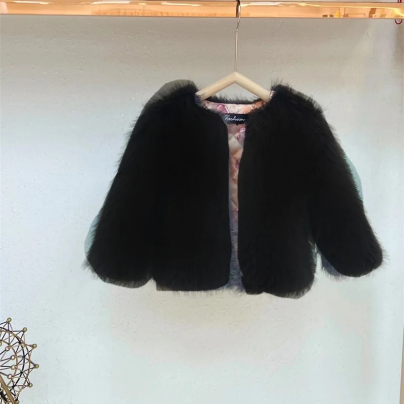 Girls Coat Jacket Winter Cotton Windbreak 2023 Elegant Warm Plus Thicken Velvet Furs School Outwear Children\'s Clothing