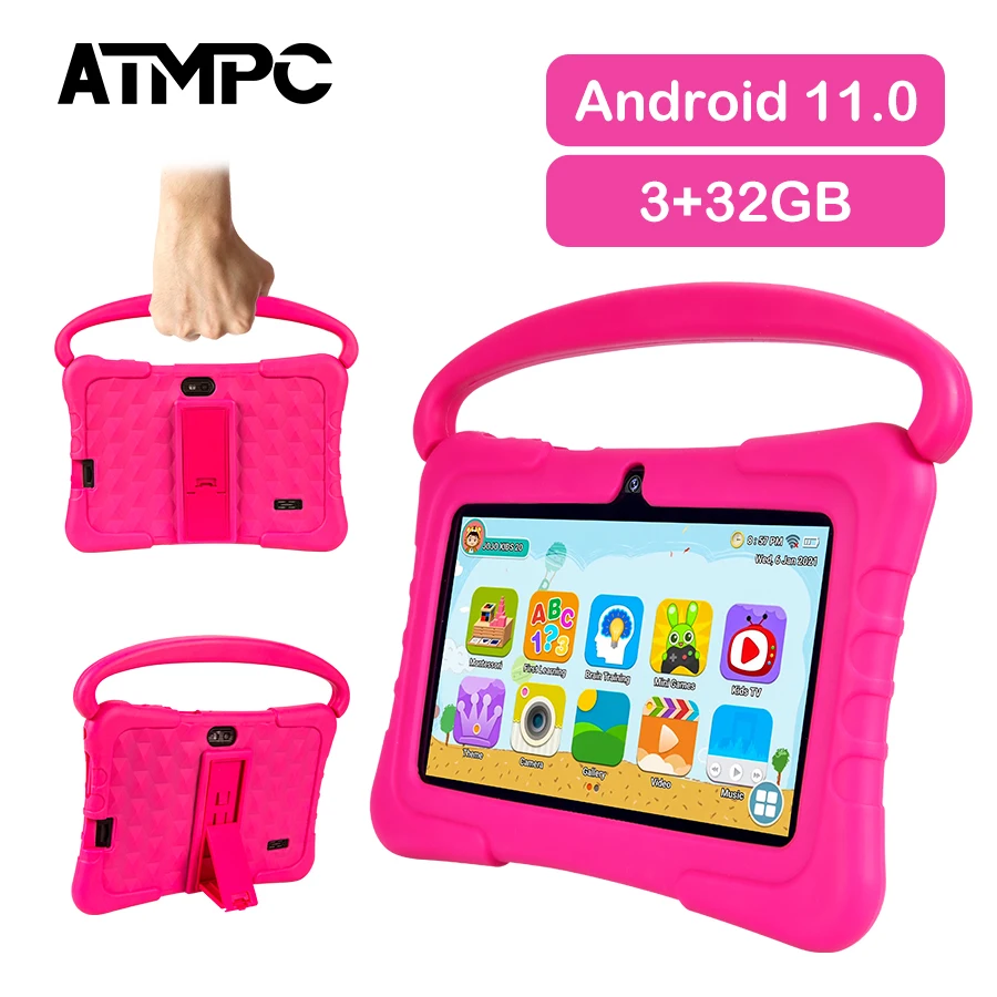 ATMPC Kids Tablet PC with iWawa Android 11 7 inch Tablet 3GB RAM+32GB ROM 2.4G WIFI Bluetooth 4.2 , Children's learning tablet