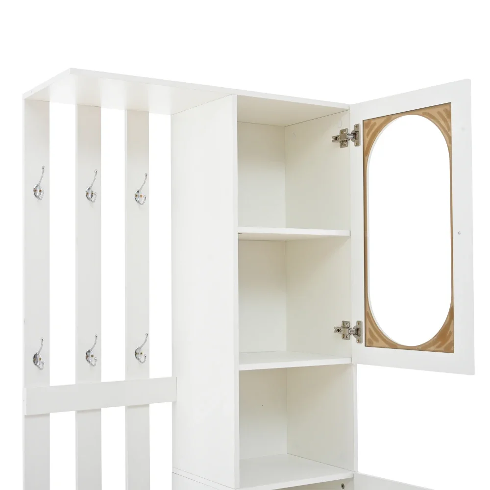 85 * 33,5 * 200 cm kompakter Kleiderschrank, Wohnmöbel-Aufbewahrungsschrank aus gehärtetem Glas, weißer Eingangsschrank, Kleiderschrankständer – Detail 16