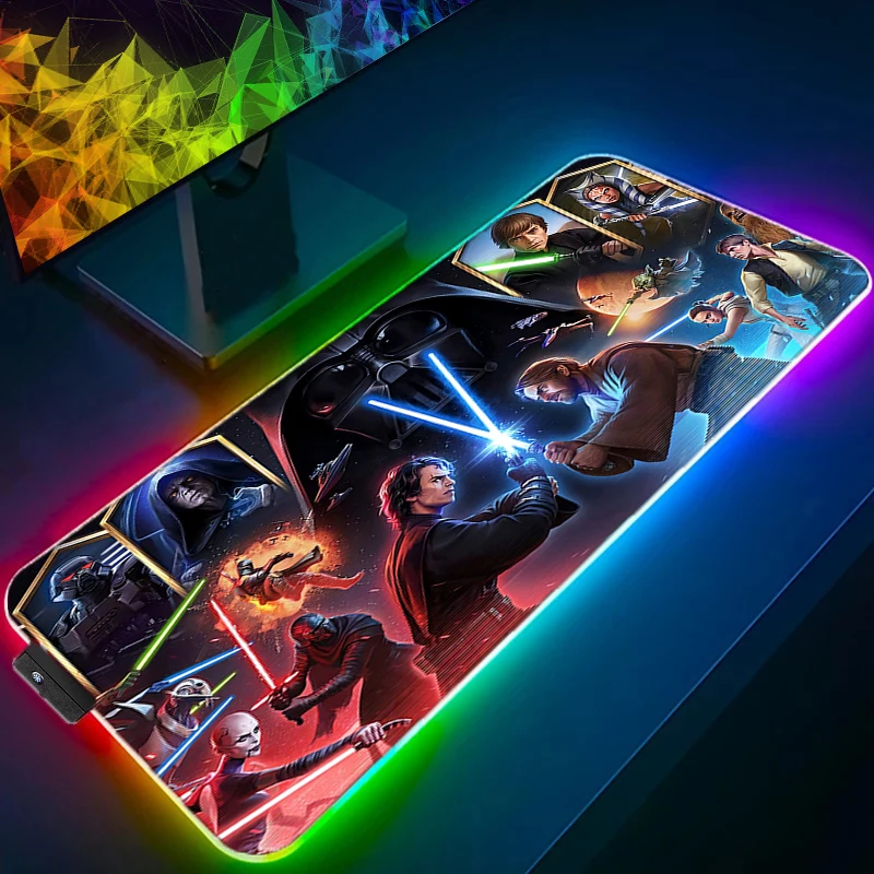 RGB LED ماوس الوسادة المطاطية الألعاب S-star W-wars اكسسوارات ألعاب خزانة السجاد مكتب الكمبيوتر حصيرة مكتبية لوحة المفاتيح