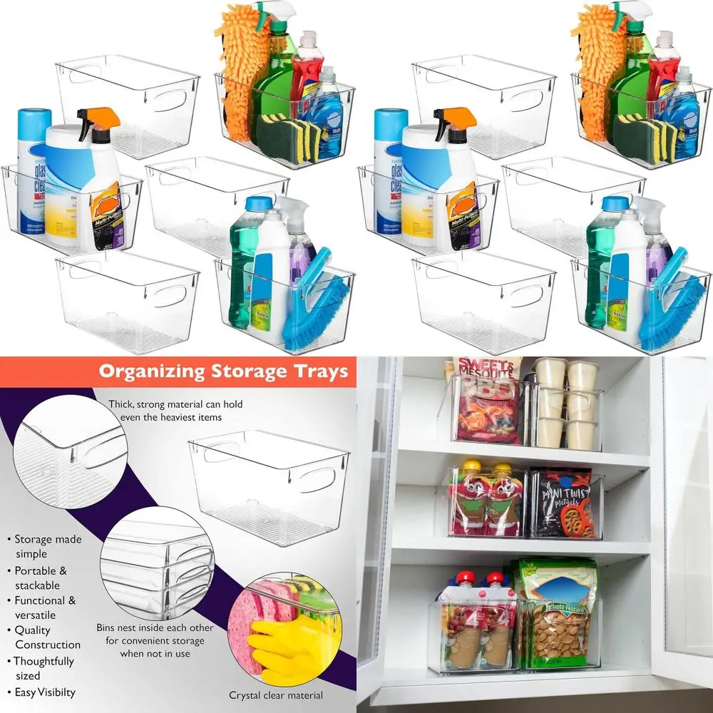 

Transparent Storage Bins for Ultimate Kitchen and Pantry Organization, Ideal for Fridge and Cabinet Space Management