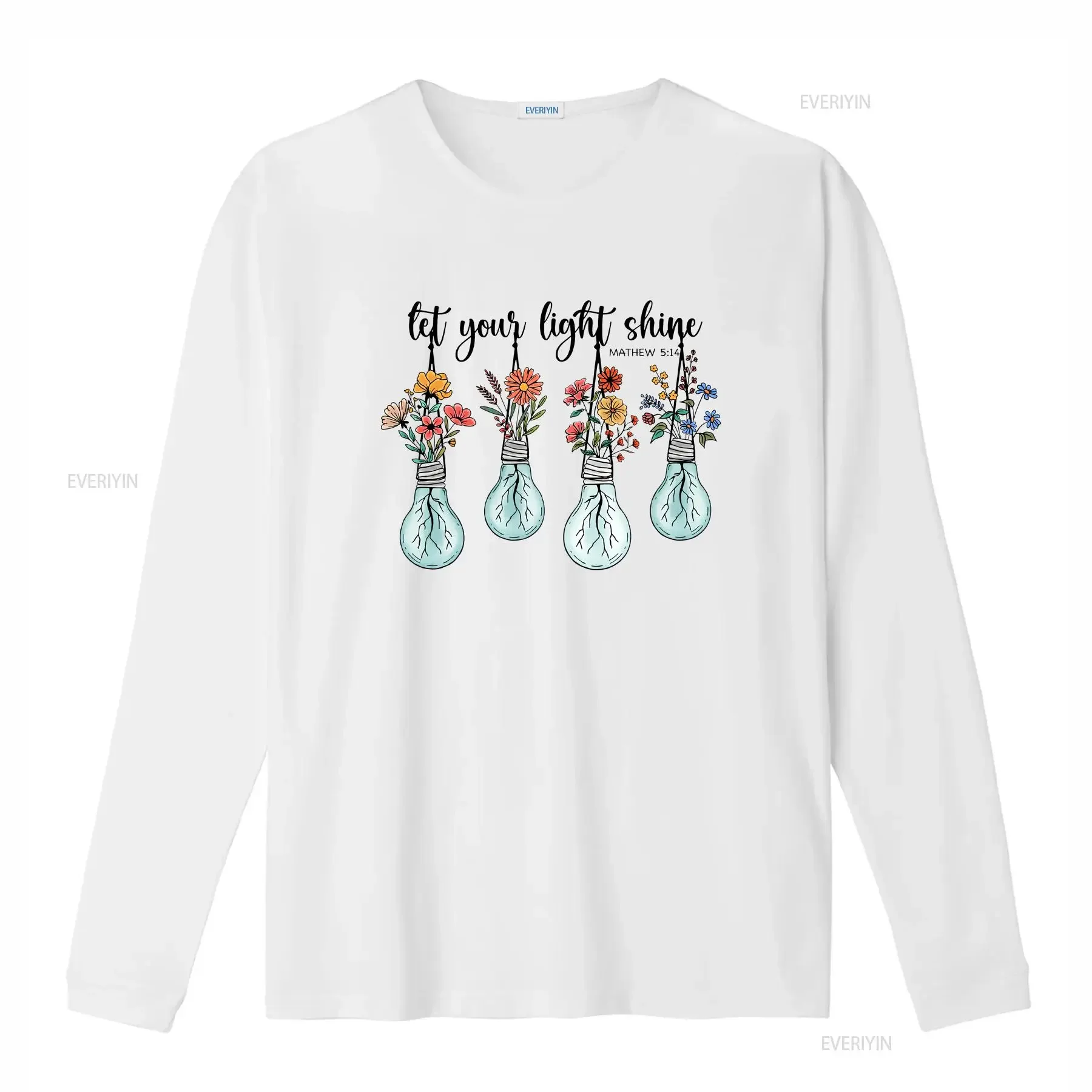 Let your light Shine T Shirt Funny Christianity Floral Lightbulb Motivational Christian Mom Faith Girl vintage Washed Casual