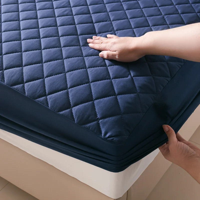 Funda de colchón a prueba de agua, Protector de colchón individual/Queen/King Size, cómoda funda de cama a cuadros de Color sólido cubre colchón