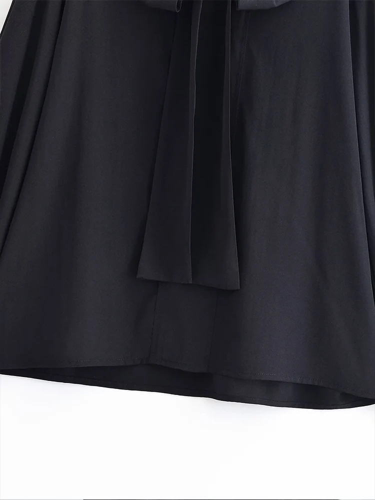 European style new women's fashion versatile elegant solid color long-sleeved shirt with bow detail and round neckline.