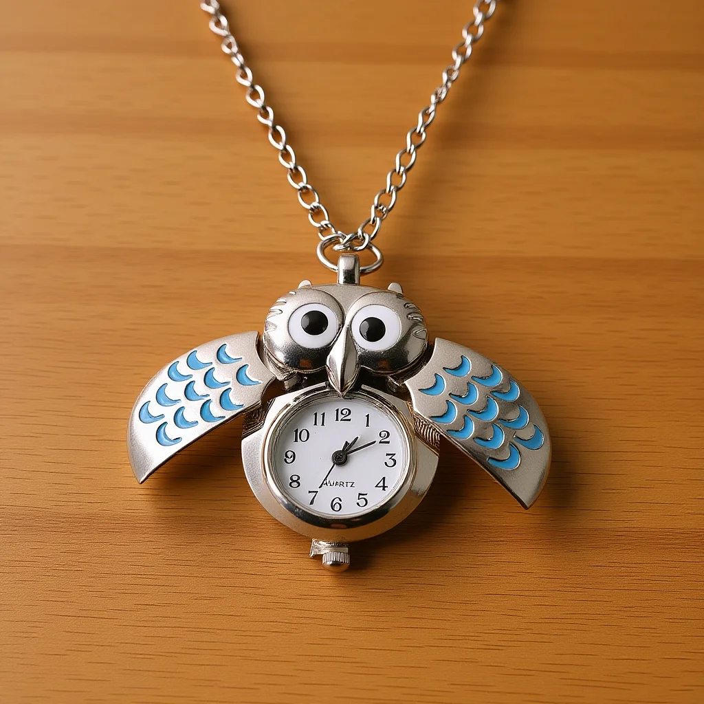 

Owl Pocket Watch Necklace Cartoon Animal Quartz Pendant For Women Men Fashion Vintage Clock Jewelry Gift Accessory