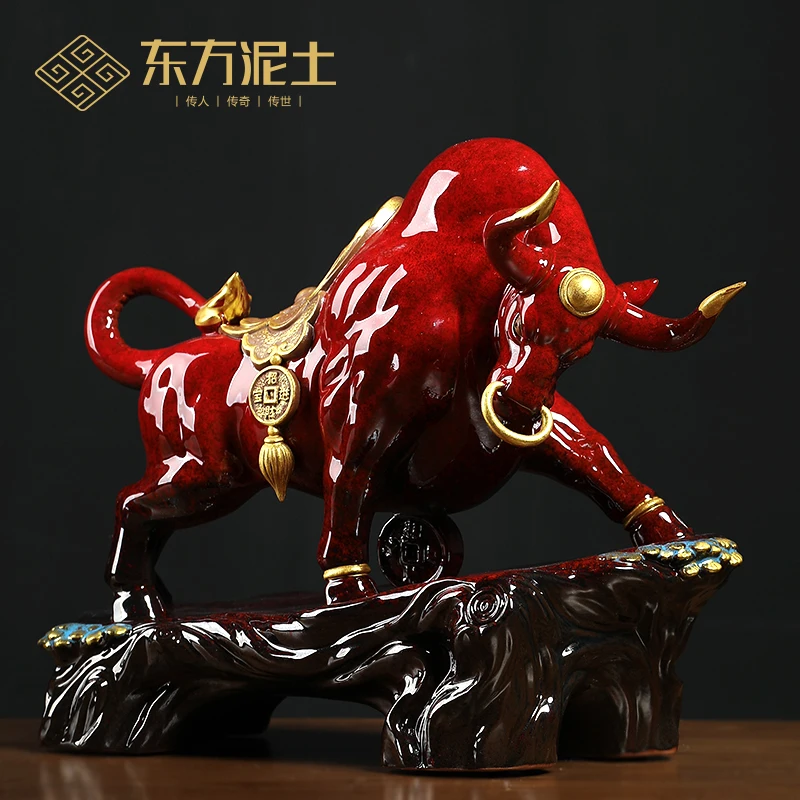 

Fortune Like Hong Ceramic Creative COW Ornaments Living Room Cattle Decorative Crafts Awesome Opening Gift