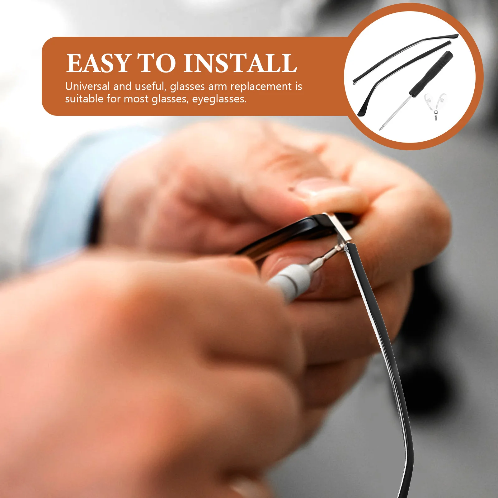 

1Pair Glasses Arm Legs Replacement Universal Eyeglasses Temple Strong Plastic Metal Build Simple Elegant Design Safe Comfortable