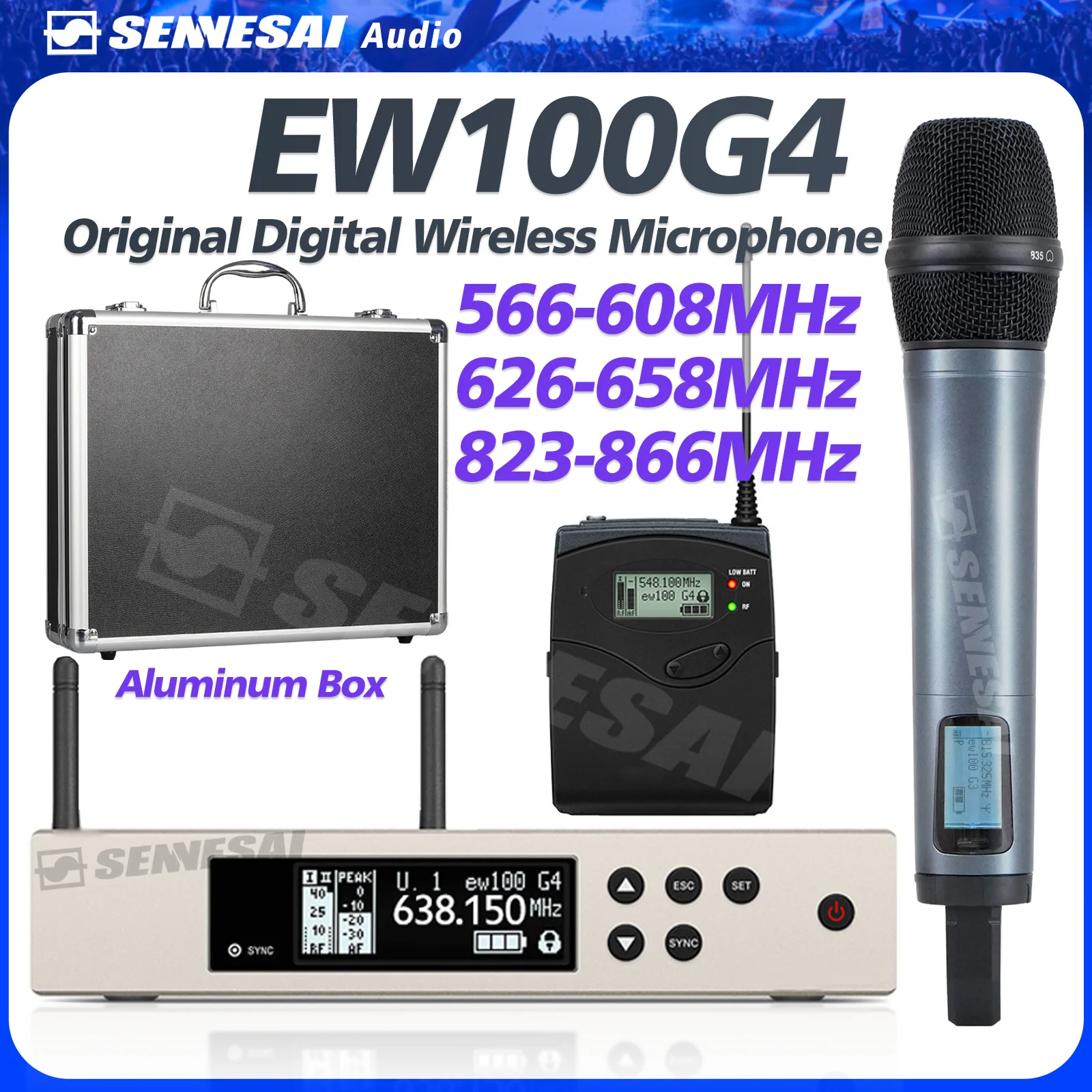 EW100G4 Digital Wireless Microphone Single Channel 500/600/800MHz Professional Receiver Diversity Stage Dynamic Mic For Stage