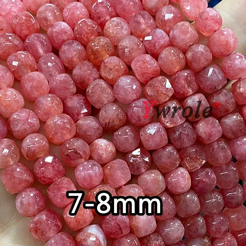 7-8MM Square Faceted Natural Stone Chalcedony Aquamarine Kunzite Spacer Beads for Jewelry Making Diy Bracelet Accessories