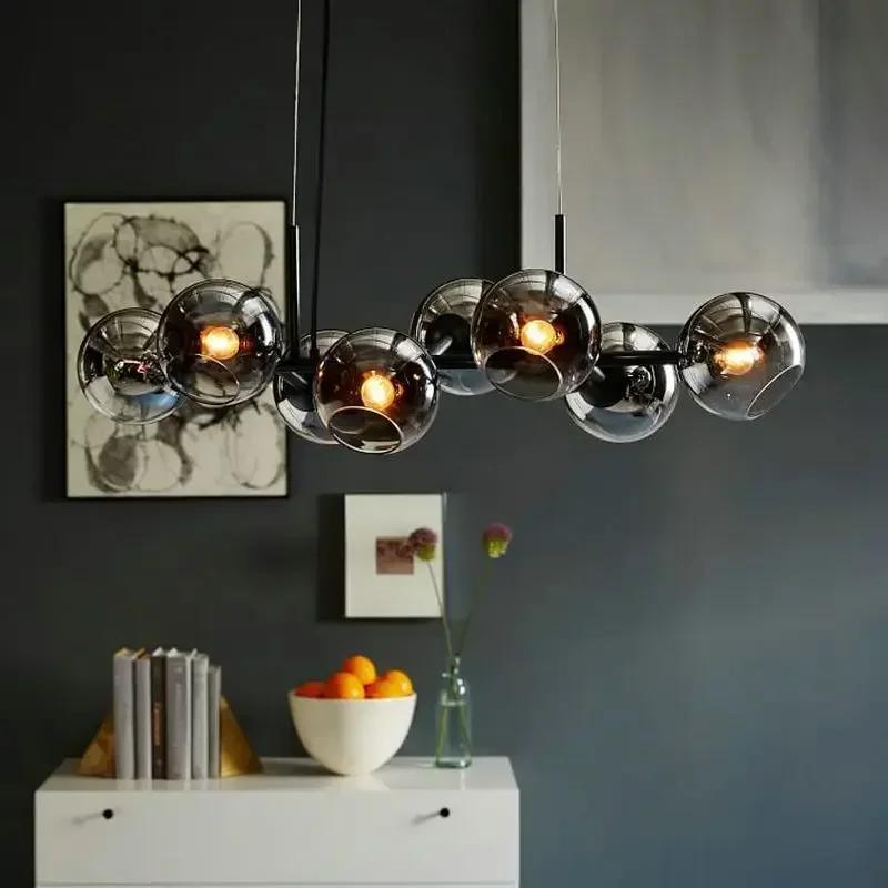 Nordic Loft Glass Ball Pendant Lights Creative Molecule Winehouse Living Room Kitchen Bar E14 Hanging Light Fixtures