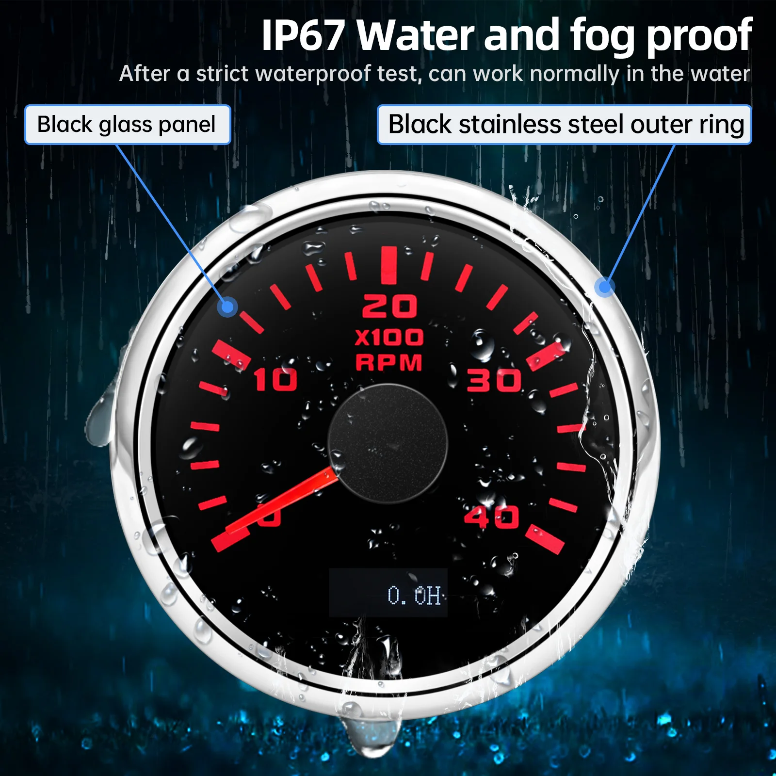 3000/4000/6000/7000/8000 RPM 52mm Tachometer With Red Backlight  For 12V Gas Diesel Car Boat Yacht Tacho Gauge M16 M18 Sensor