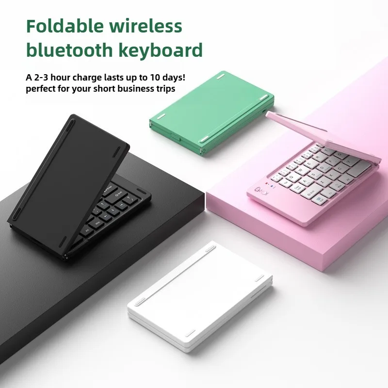 Rechargeable Foldable Wireless Bluetooth Keyboard Portable Keypad Compatible with iOS Android Windows Tablet PC Travel Use