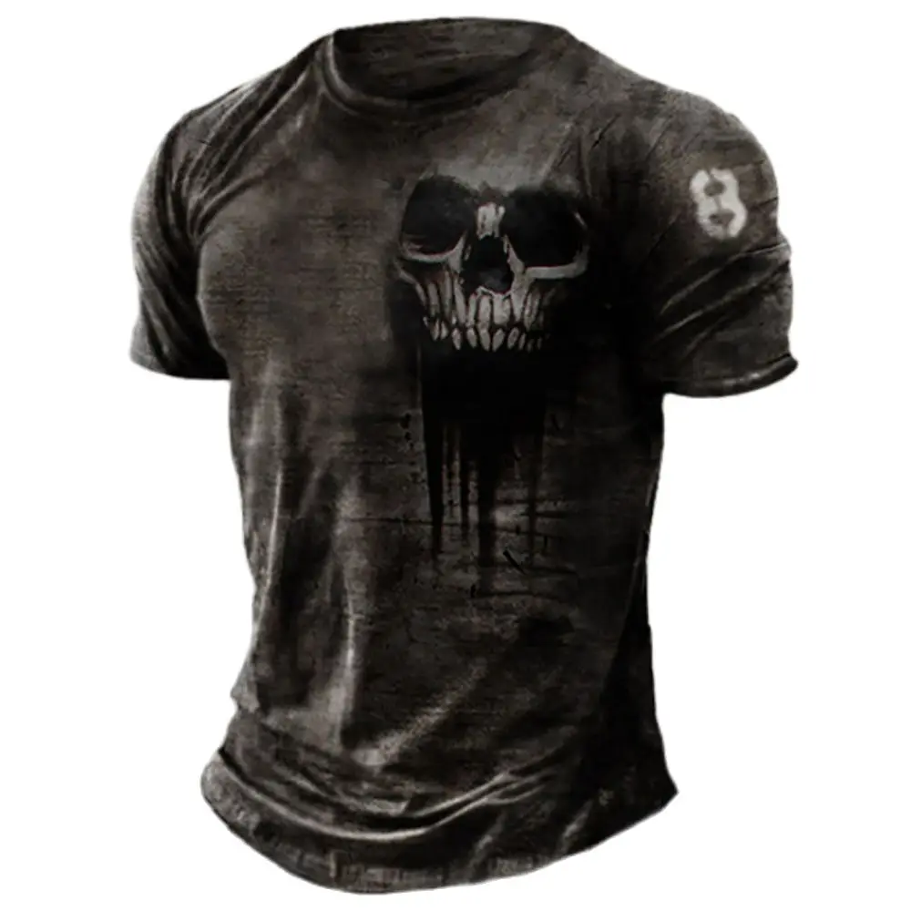 Men's T-shirts Summer 3d Vintage Horror Skull Top Hip Hop Rock Streetwear O-neck Short Sleeve Tee Oversized T Shirt Male Clothes