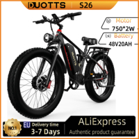 DUOTTS S26 Electric Bike 750W*2 Dual Motor 48V20AH Battery Snow Electric Bike 26 Inch Wide Tire All Terrain Electric Bike