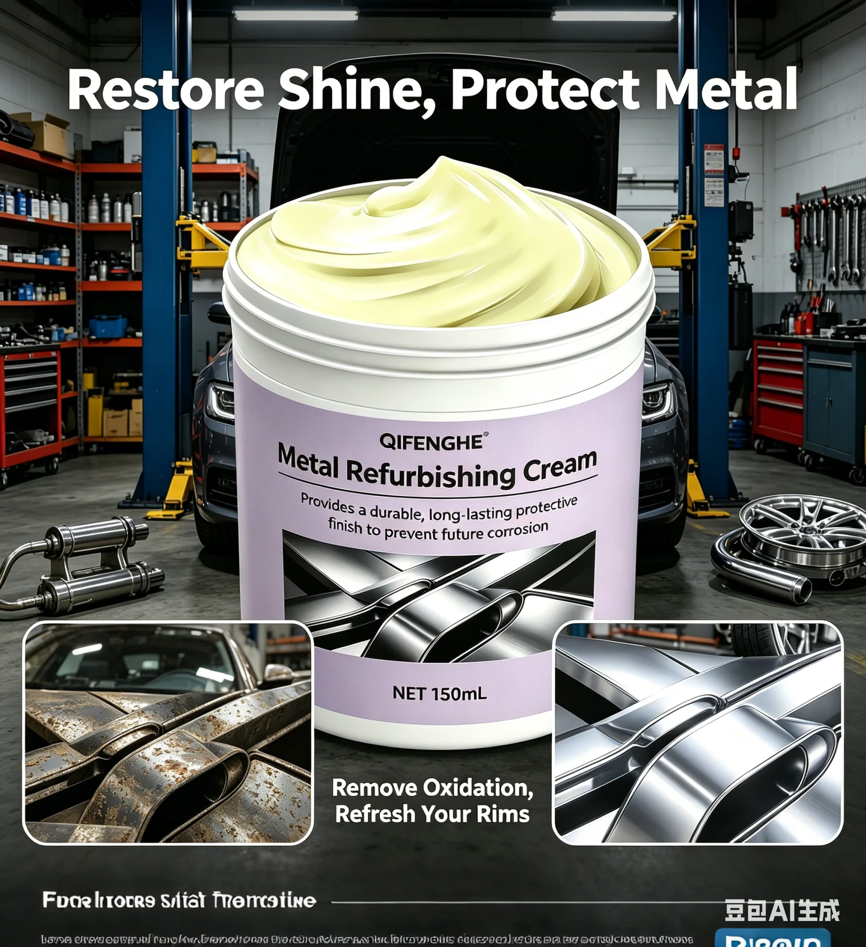 Metal Refurbishing Cream, Rust Remover, Polish Metal Surface, Prevent Corrosion, for Kitchen Cookware & Stainless Steel