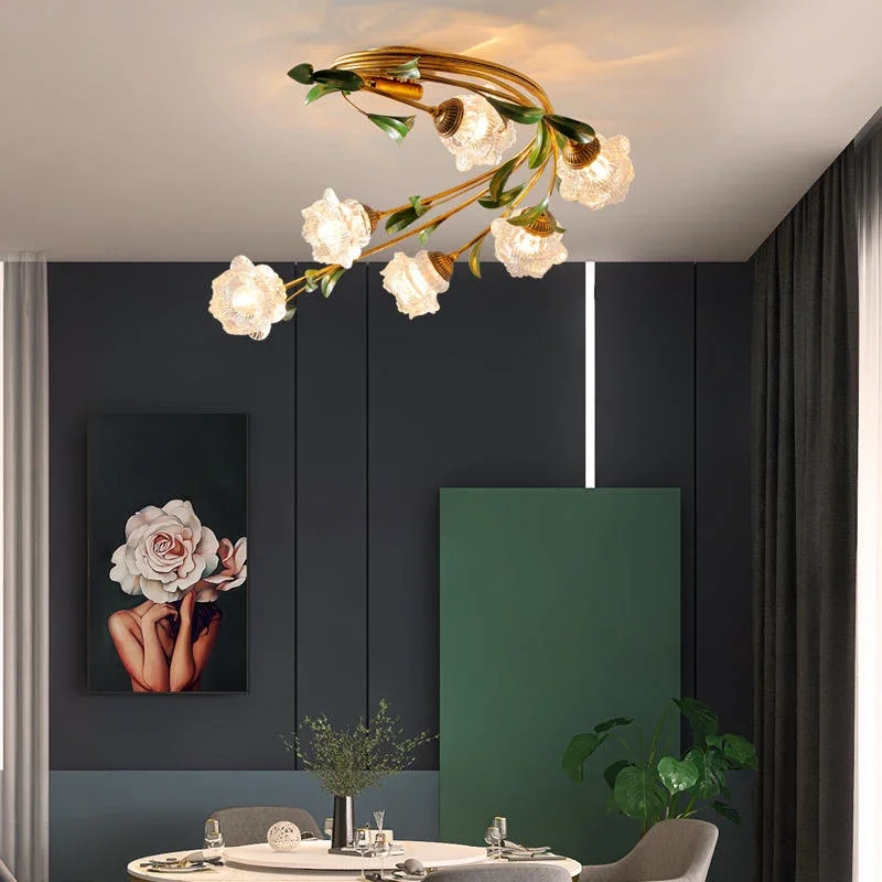 

DORIAN American Pastoral Ceiling Light LED Creativity Flower Living Room Dining Room, Bedroom Home Decoration Lights