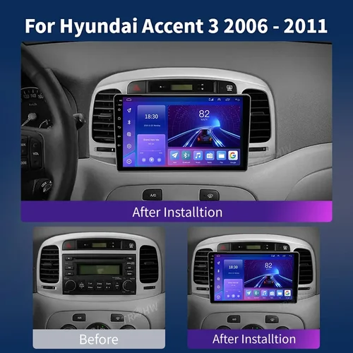 Imagen 2 del producto Para Hyundai Accent 3 2006 - 2011 Radio de coche reproductor de vídeo Multimedia navegación GPS Android No 2din 2 din dvd