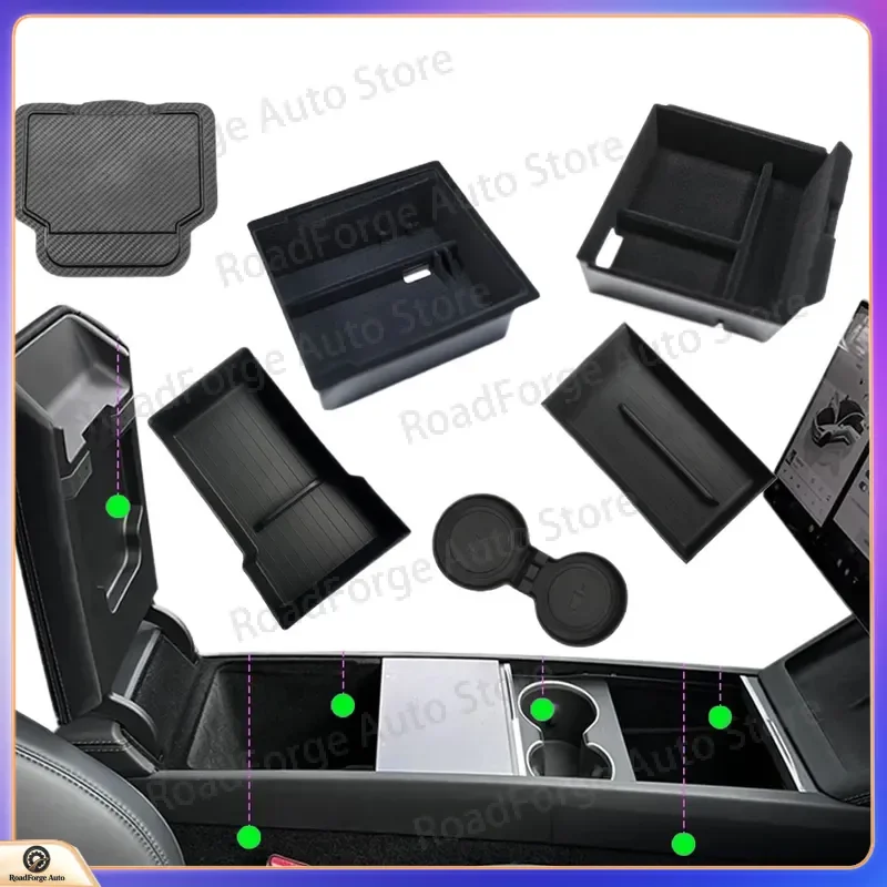 for Tesla Model Y L 2026 Juniper Flocking Center Console Organizer Storage Box Cup Mat Armrest Box Accessories