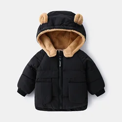 RAISE Korean Autumn Winter Children Boy Parkas 1-6Yrs Kids Boy Fleece Outerwear Outfit Cartoon Bear Ears Little Girl Jacket Coat