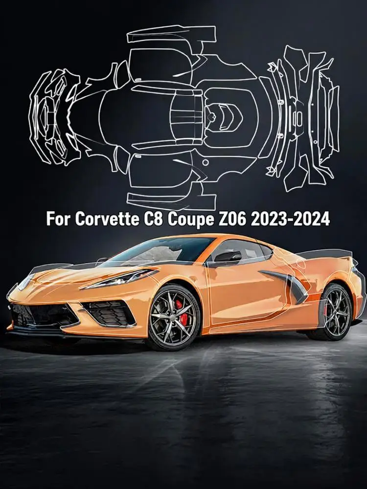 

For Corvette C8 Coupe Z06 2023-2024 TPU Bumper Scratch-Resistant Self-Healing Paint Protection Film Invisible Pre-cut PPF ﻿Kit