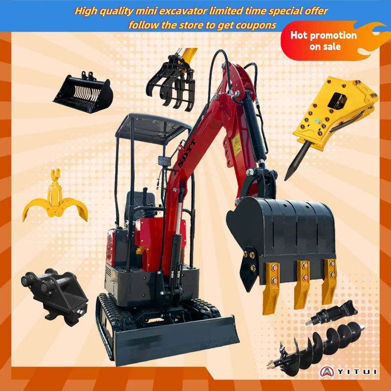 حفارة صغيرة مدمجة 1.2 طن مناسبة للمزارع العائلية والحدائق محرك ديزل مخصص حفار صغير متين وموثوق