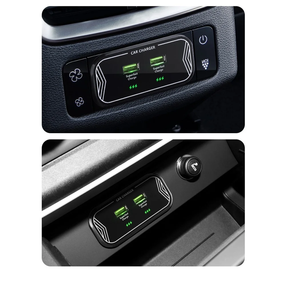 شاحن سيارة سريع مع مخرج USB مزدوج 45 وات متوافق مع مصدر طاقة السيارة 12 فولت مناسب للسيارات والمدربين #1