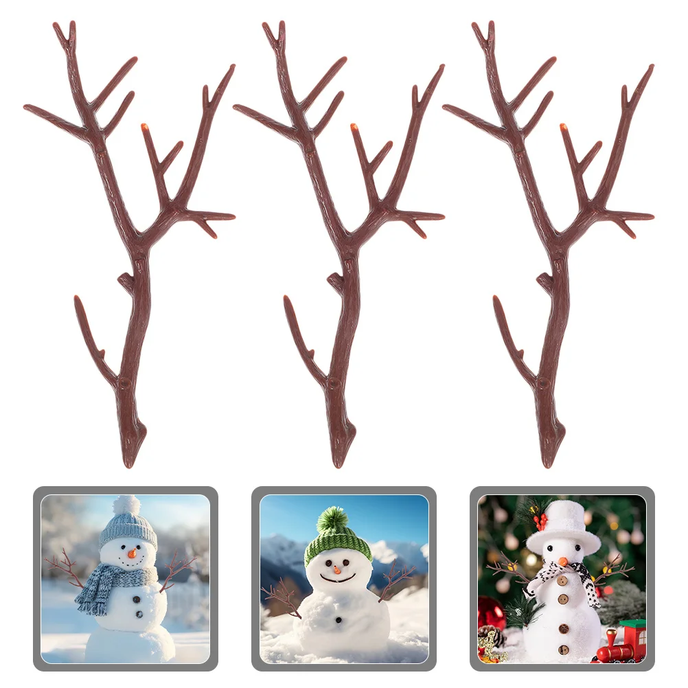

20Pcs Christmas Antler Accessories Faux Deer Antlers Mini Plastic Snowman Hand Branches DIY Craft Decorations Xmas Party