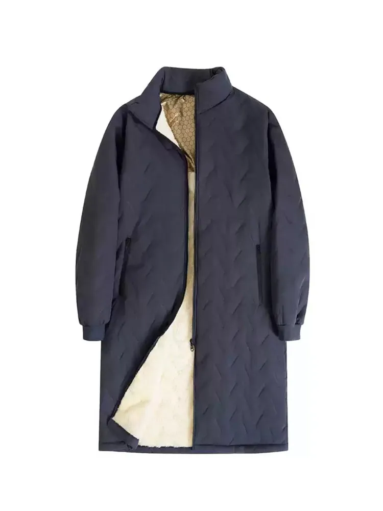 معطف خريف وشتاء جديد عصري سميك ودافئ طويل من القطن مع مخمل للرجال معطف رياضي فضفاض غير رسمي مقاس كبير عالي الجودة #6