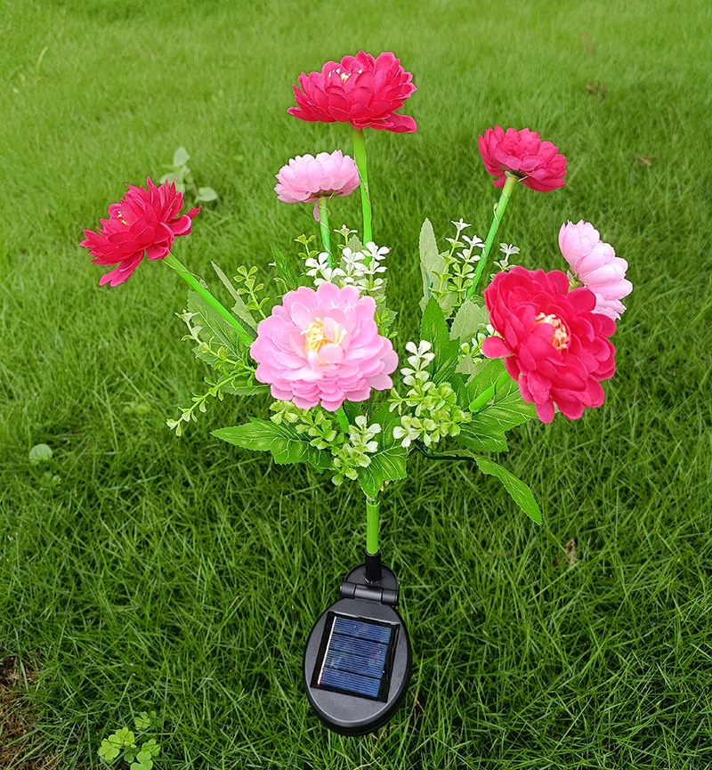 Solar 7-kops Saussurea Spike Light Outdoor Sneeuw Lotusbloem Gazonlamp voor Tuin Patio Bruiloft Tuin Parterre Decoratie