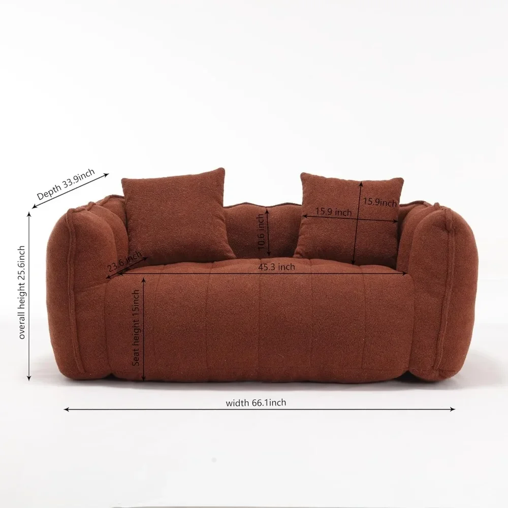 Soft Bean Bag Chair With High Resilience Foam Core, Comfortable Square Recliner Sofa For Apartment, Living Room, Bedroom|