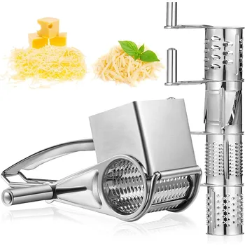 Rotary Grater Hand Rotary Grater Cheese Cutter Slicer Shredder Stainless Drum Grater for Hard Cheese Chocolate Nuts