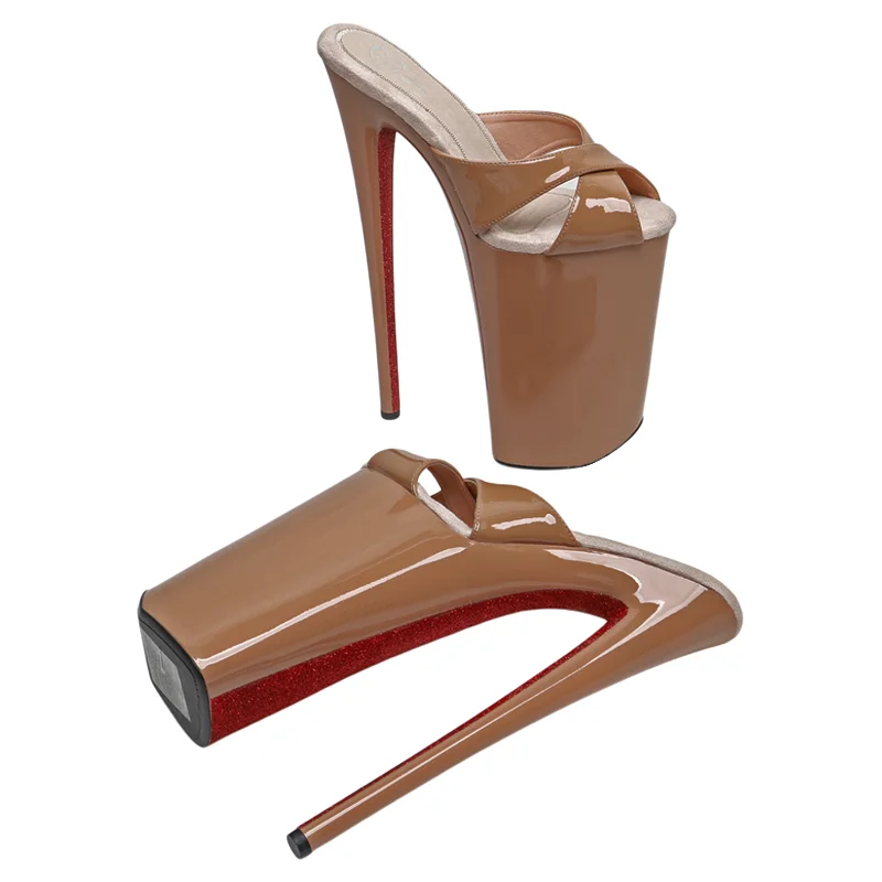 Leecabe 26CM/10inches Patent PU Upper Exotic High Heel Platform Party Slipper Sandals Stripper Heel Pole Dance Shoes