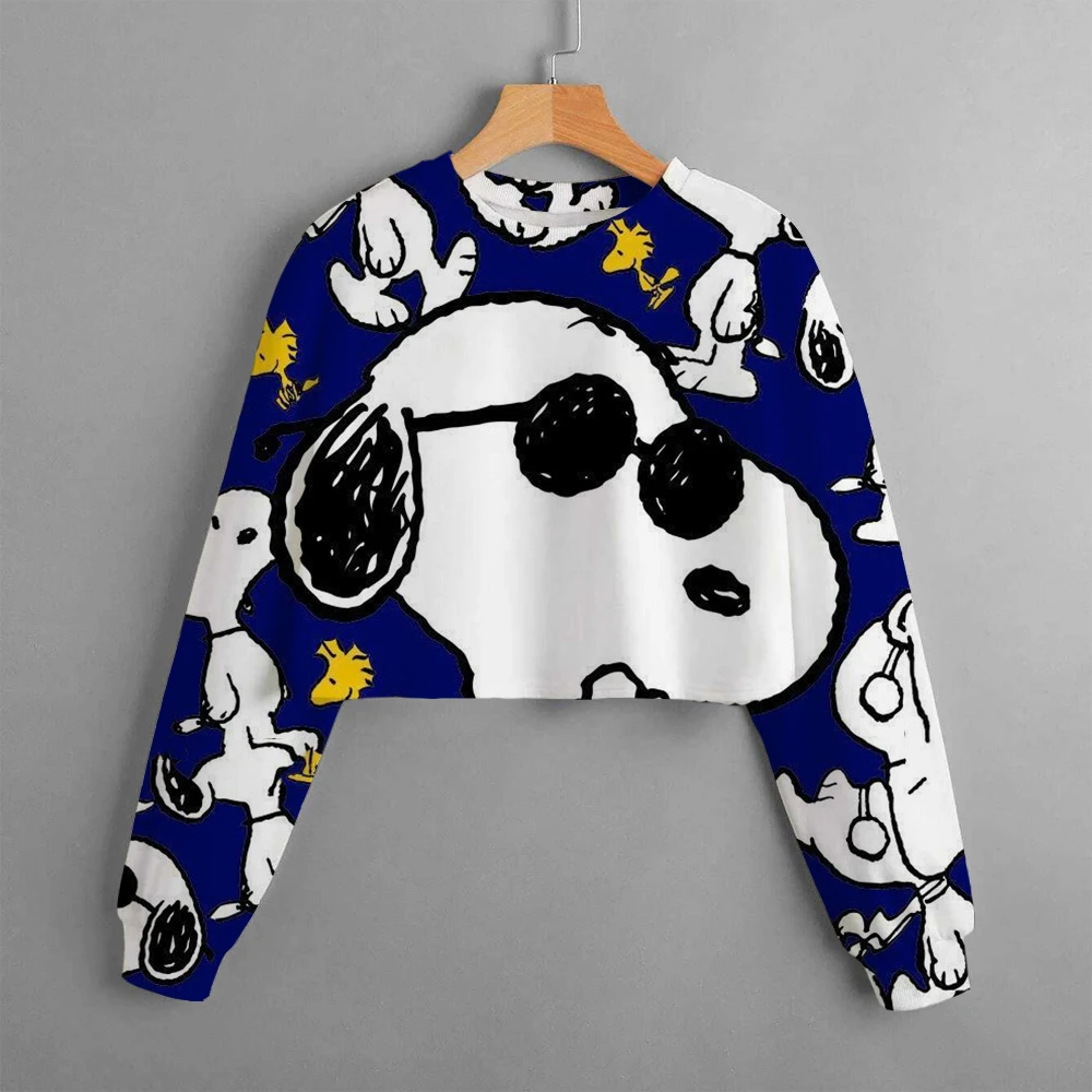 Casual New Spring and Autumn Snoopy Classic Odzież dziecięca Print Girls Short Hoodie Snoopy Wygodny i uroczy top