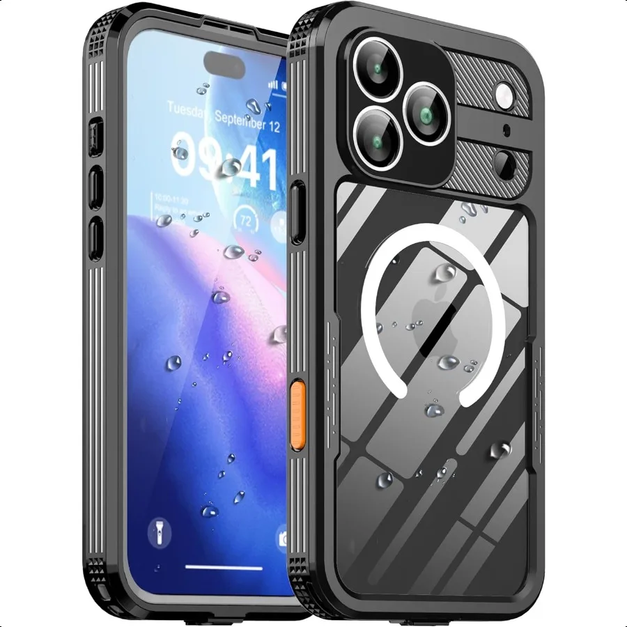 

for iPhone 17 Pro Max Waterproof Case with Builtin Screen Protector Dustproof Shockproof [Compatible with MagSafe] Full Body Un
