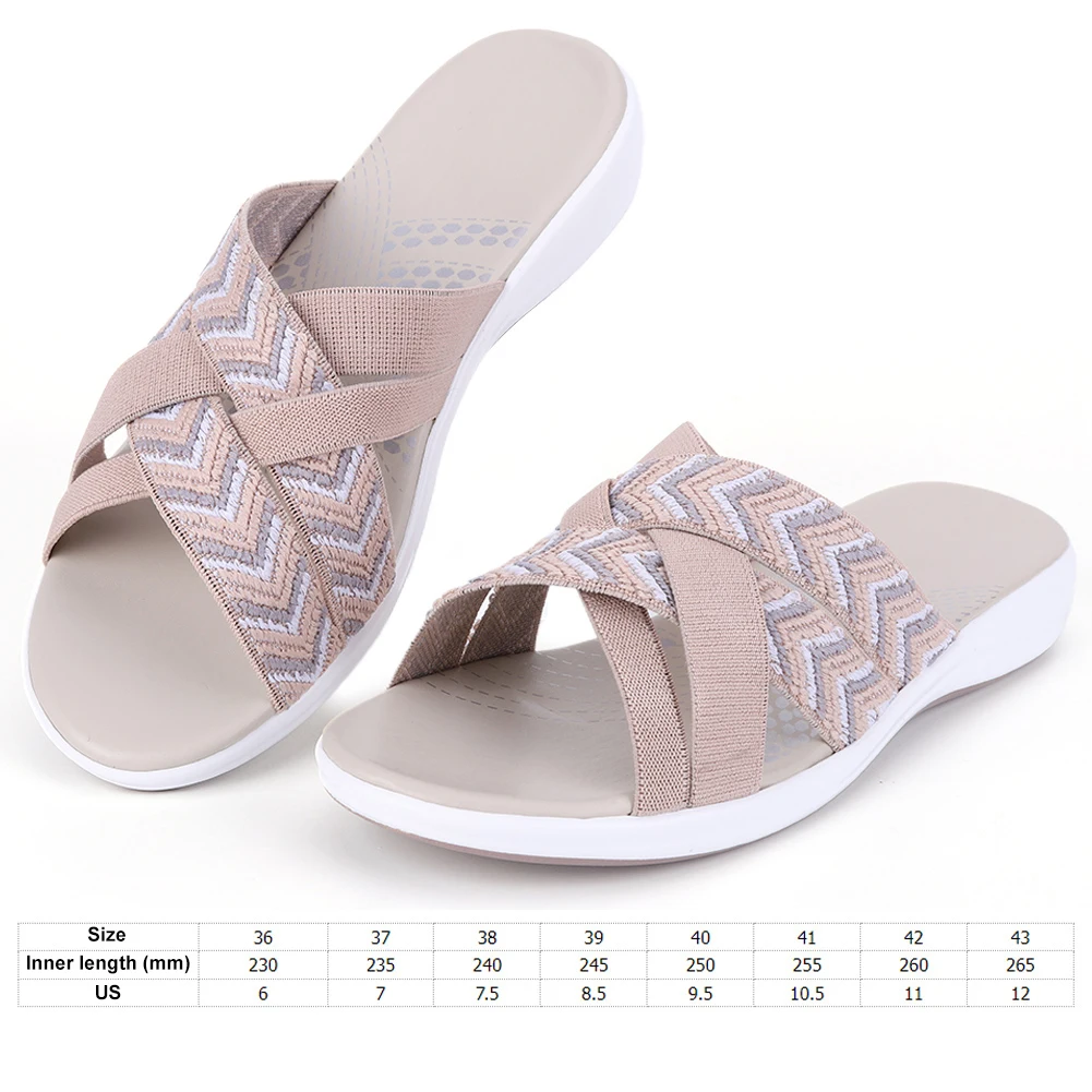 Women Thick Cushion Slippers Wide Width Cross Strap Casual Beach Sandals Open Toe Soft Sandals Lightweight for Summer