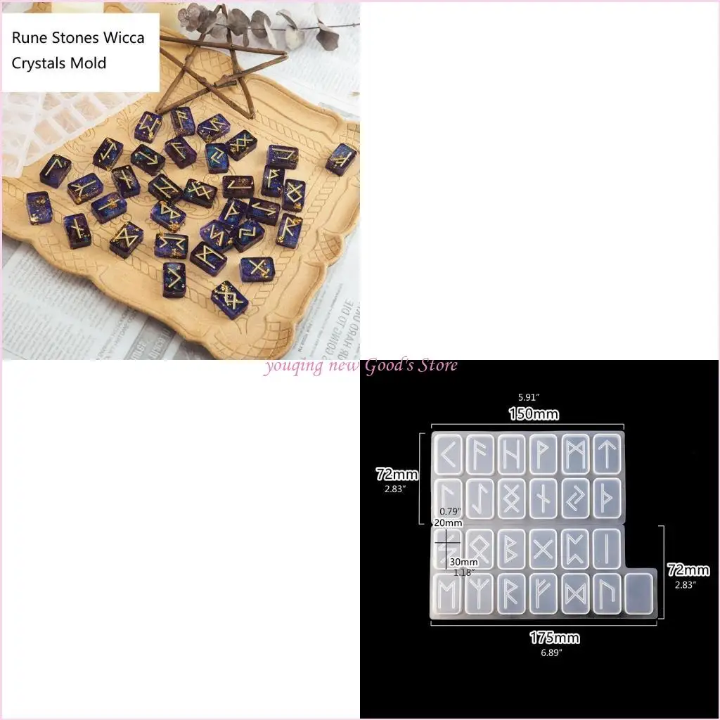 

57QA Witch Runes Stone Silicone Mold Epoxy Resin Casting Silicone Molds Witchcraft
