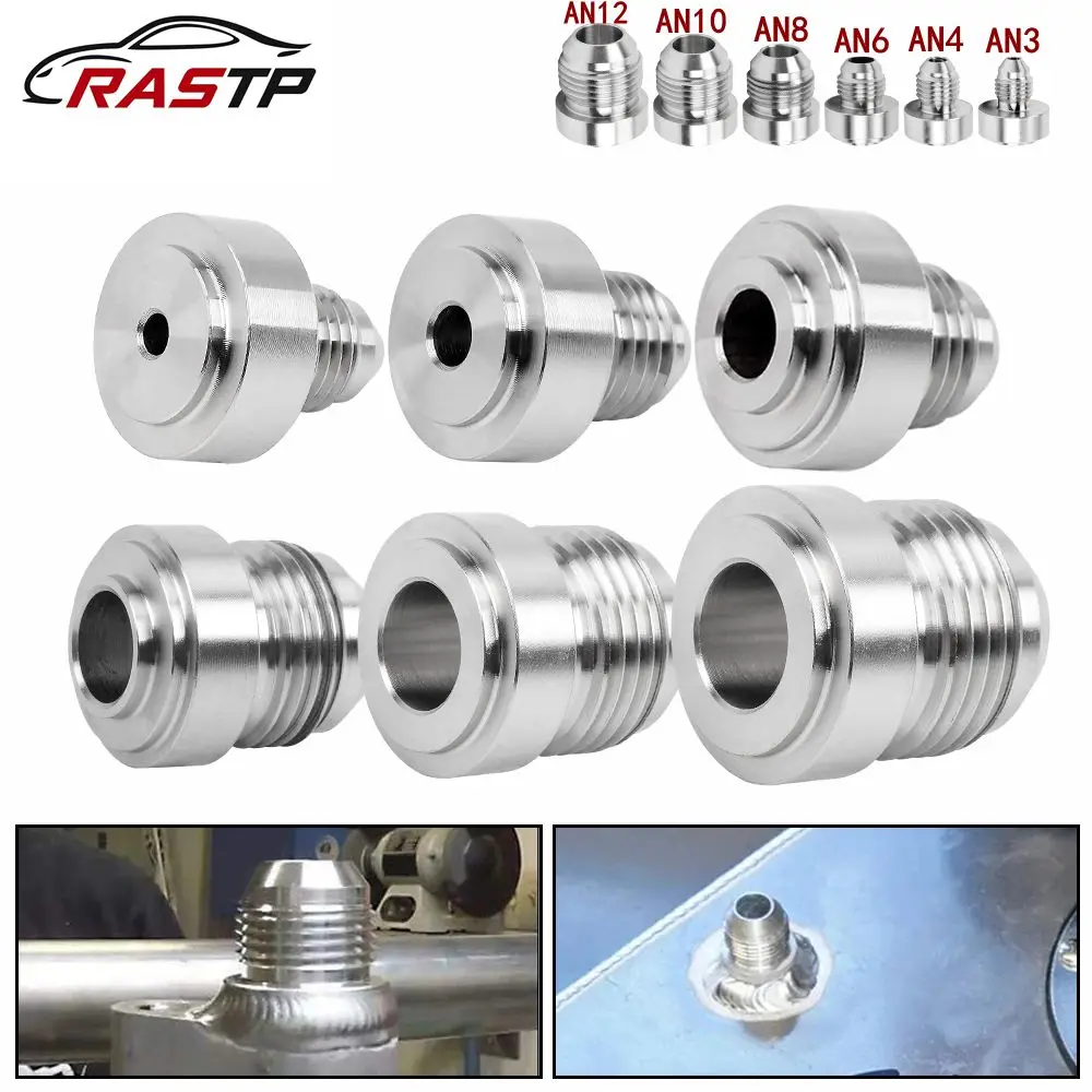 

RASTP-1pcs AN3 AN4 AN6 AN8 AN10 AN12 Stainless steel Straight Male Weld Fitting Adapter Weld Bung Nitrous Hose Fitting HR069