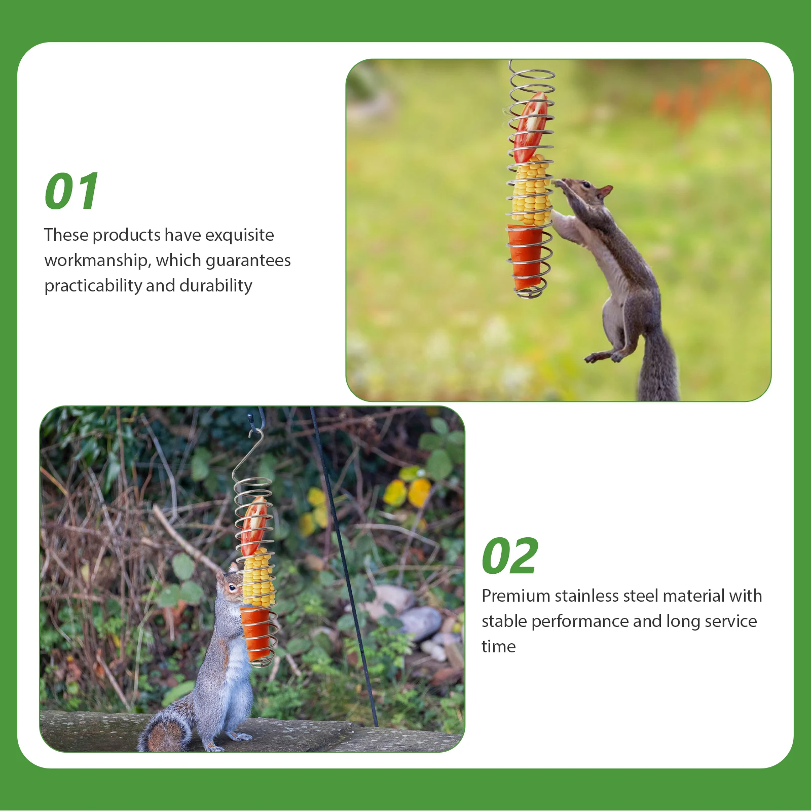 

2Pcs Squirrel Feeder Outdoor Bird Food Holder Dispenser Supplies Stainless Steel Corn Cob Holders Wildlife Feeders Garden Yard