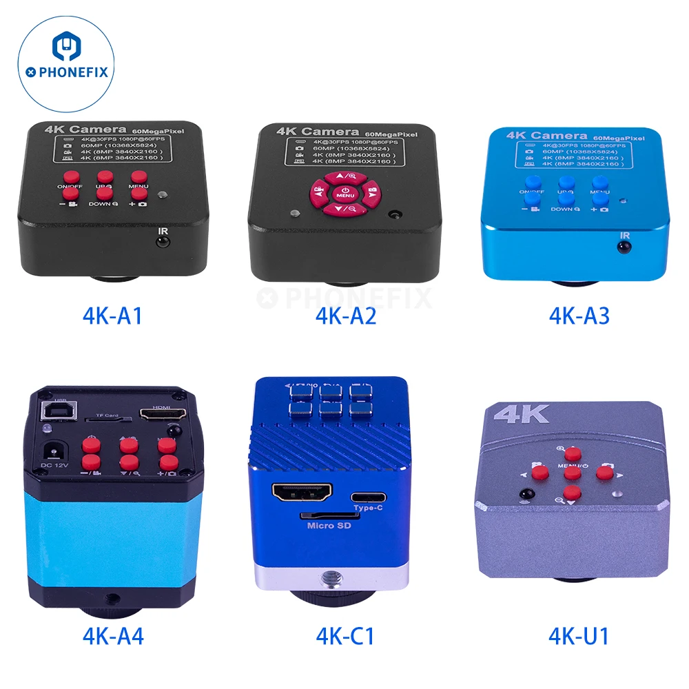 3840*2160 4K 30FPS HDMI Microscope Camera 60MP USB Type-C Output Digital Industry Camera Magnifer Chip PCB Welding Phone Repair
