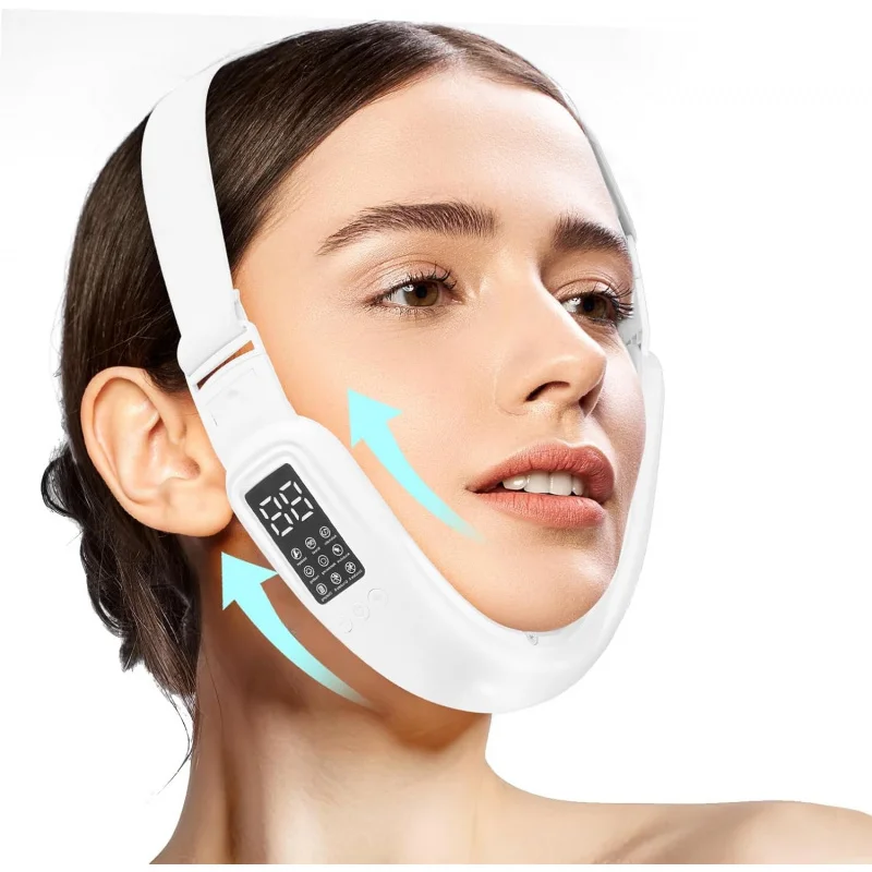 Electric Double Chin Device 8 Modes 15 Gear Adjustable Intensities V-Face Machine Intelligent Facial Tightening Beauty Tool