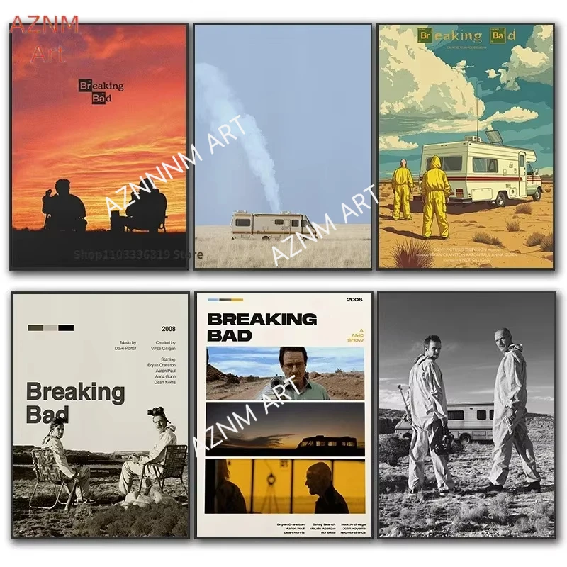 Rertro Breaking Bad Movie Film Midcentury Art Poster Canvas Painting Wall Prints Picture for Living Room Home Decor view 2