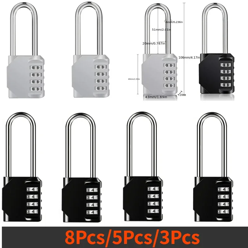 

4 -Bit Safety Zinc Alloy Combination Hanging Drawer Cabinet Cabinet Gym Lock Outdoor Anti -theft Door Lock