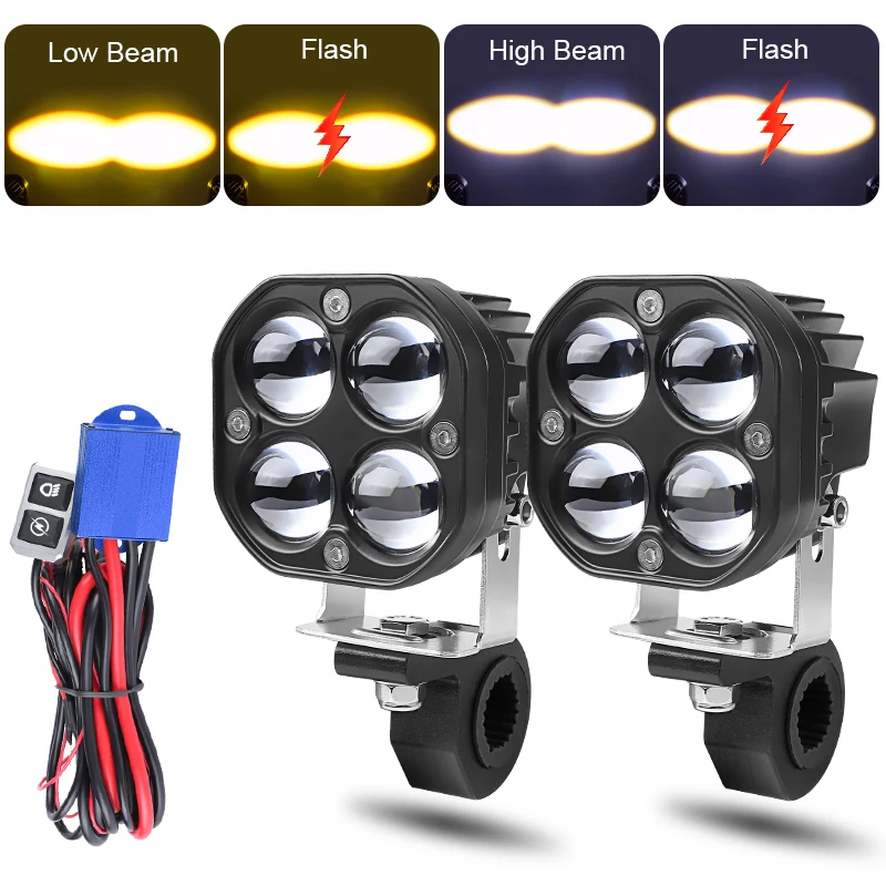 

Motorcycle LED Headlights Driving additional Spotlight High Low Beam Flash light fog lamp For Auto Dirt Bike Truck SUV UTV ATV